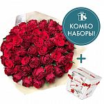 Букет из красных роз 51 шт с конфетами Raffaello (Стандартный)